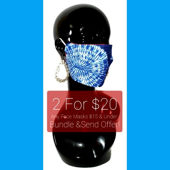 Tie Dye Denim Cotton Reversible Face Mask,Re/Wash. Combo Deal 4 for $40!!! - Picture 3 of 6